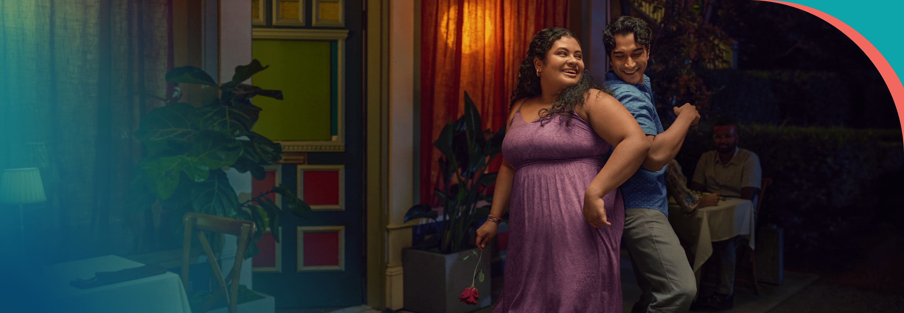 Couple dancing in a restaurant